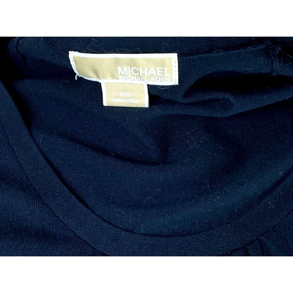 MK Black Knit Flared Balloon Sleeve Top Size M Quiet Luxury Boho Romantic